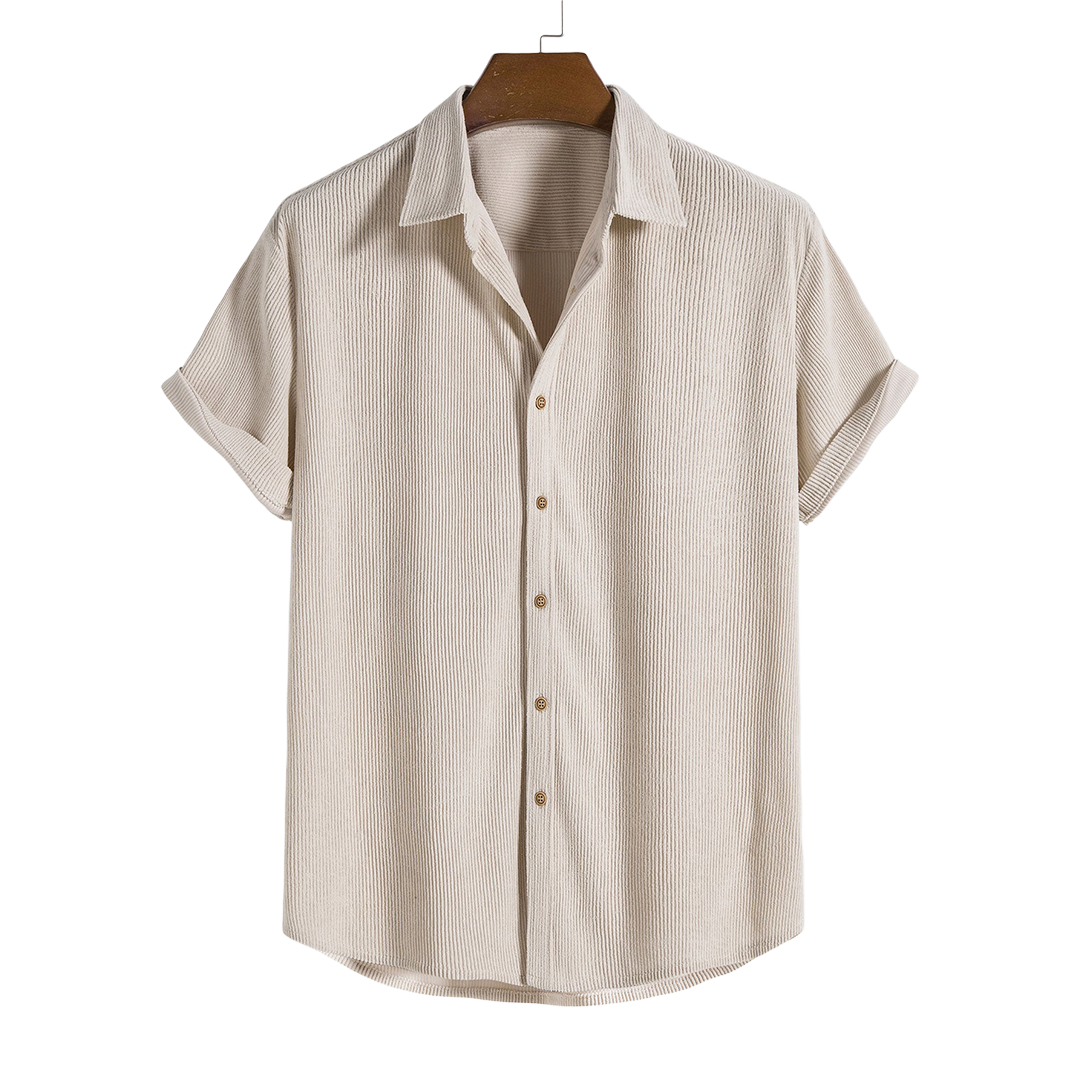 Short-Sleeved Corduroy Button Up Shirt & Shorts