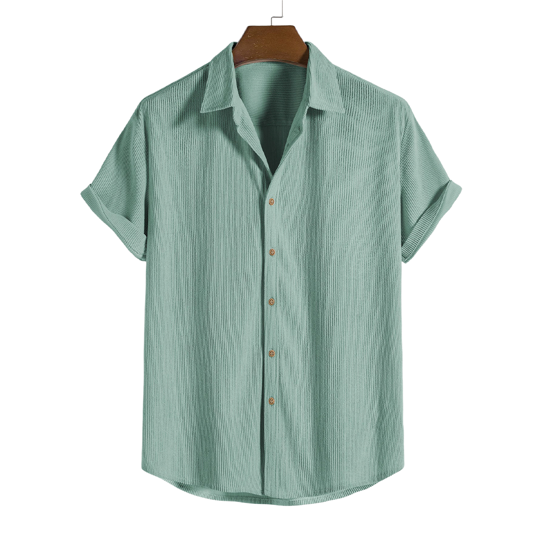 Short-Sleeved Corduroy Button Up Shirt & Shorts